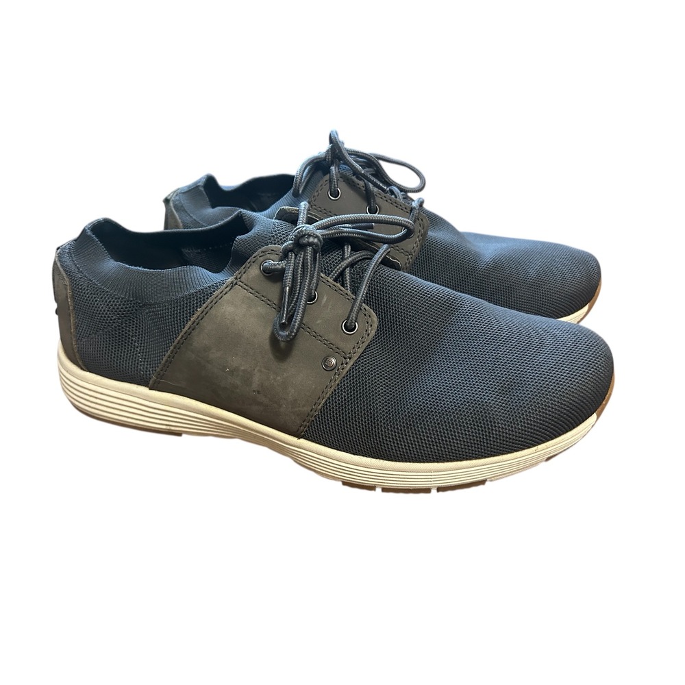 Duluth Trading Co Mens Size 14M Dark Gray Knit Leather Lace Up‎ Casual Shoes